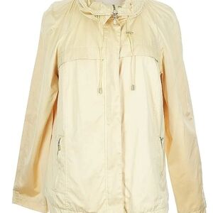 Chico's Synergy Light Yellow Utility Jacket with Drawstring Cowl Neck Large 2